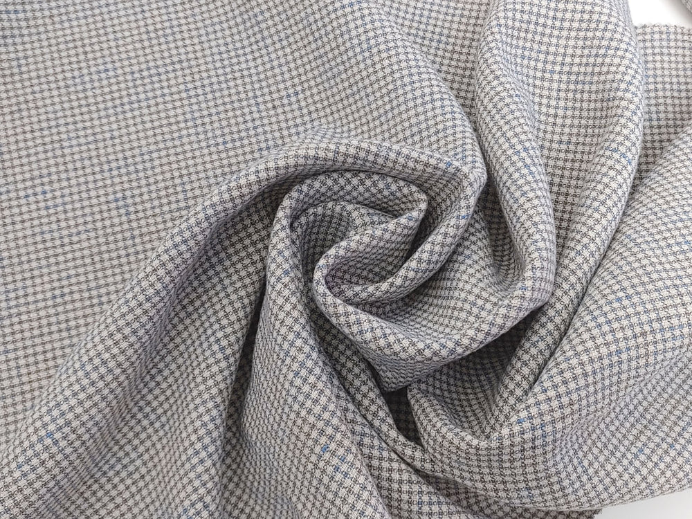 Linen Cotton Small Check Fabric Heavy Weight 7236 - The Linen Lab - Blue
