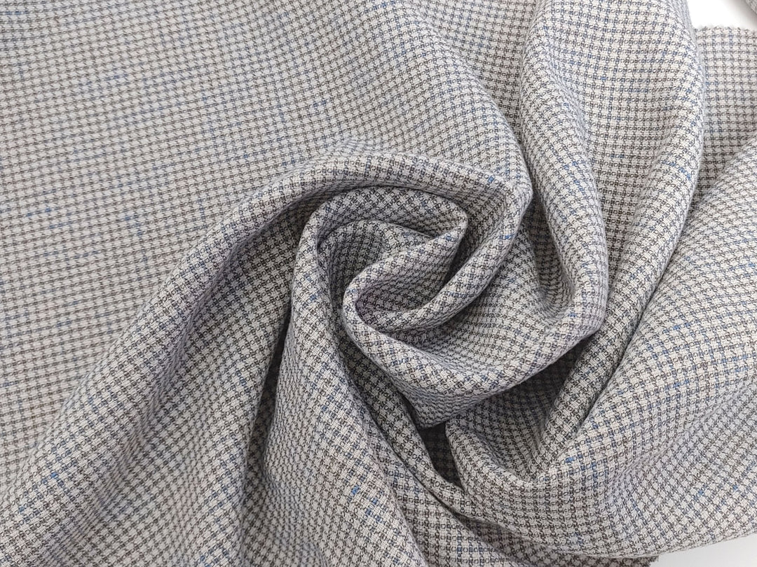 Linen Cotton Small Check Fabric Heavy Weight 7236 - The Linen Lab - Blue