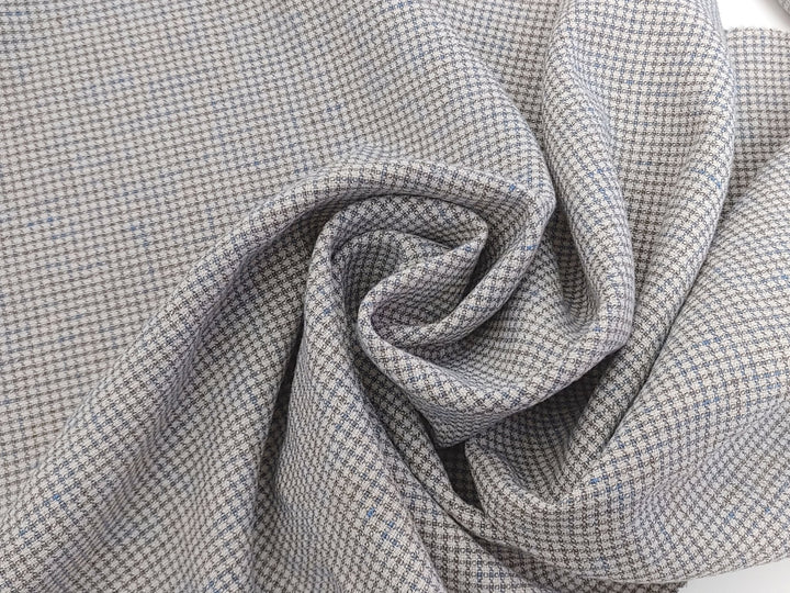 Linen Cotton Small Check Fabric Heavy Weight 7236 - The Linen Lab - Blue