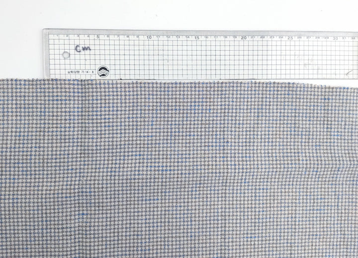 Linen Cotton Small Check Fabric Heavy Weight 7236 - The Linen Lab - Blue