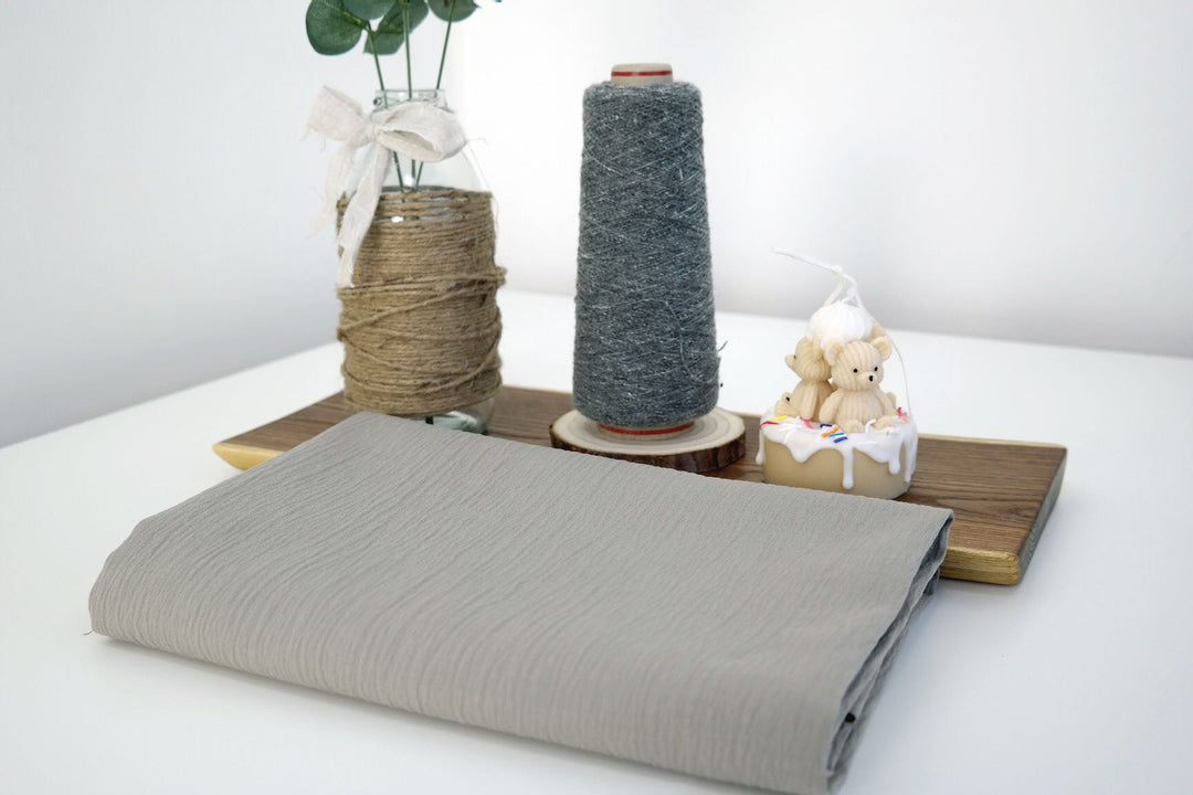 Linen Cotton Span Stretch Fabric with Wrinkle Effect 1652 - The Linen Lab - Beige 1652