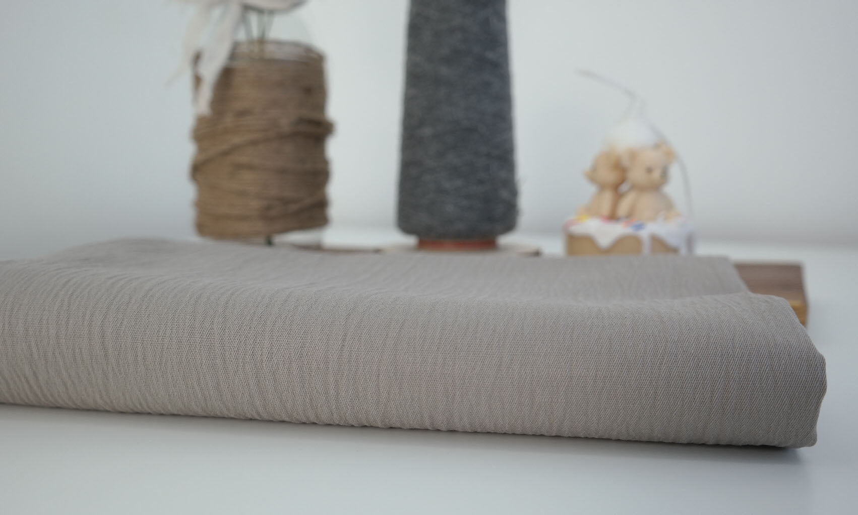 Linen Cotton Span Stretch Fabric with Wrinkle Effect 1652 - The Linen Lab - Beige 1652