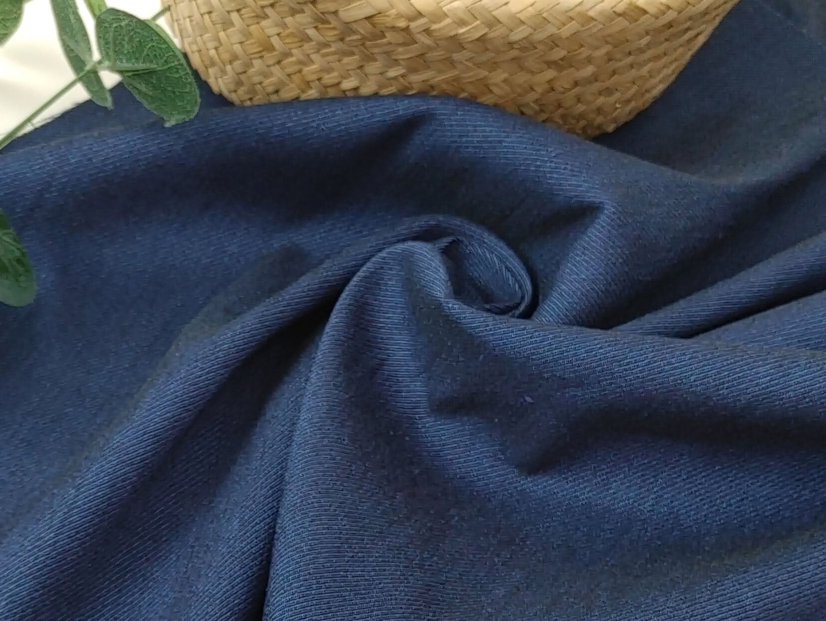 Linen Cotton Stretch Twill: Denim-Inspired Style Fabric 5988 - The Linen Lab - Navy