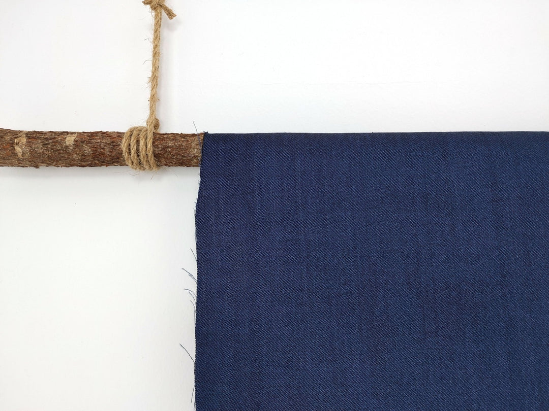 Linen Cotton Stretch Twill: Denim-Inspired Style Fabric 5988 - The Linen Lab - Navy