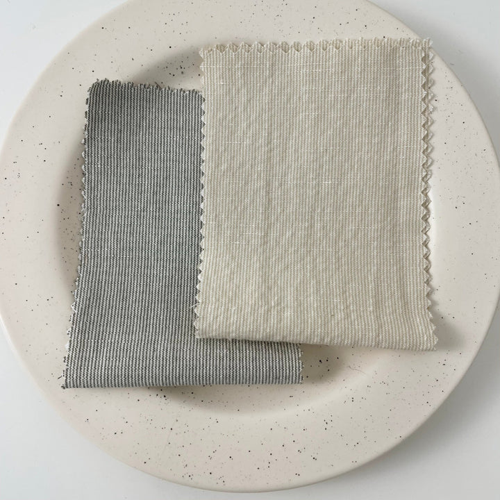 Linen Cotton Stripe Fabric 7087 7088 - The Linen Lab - 7087 BEIGE
