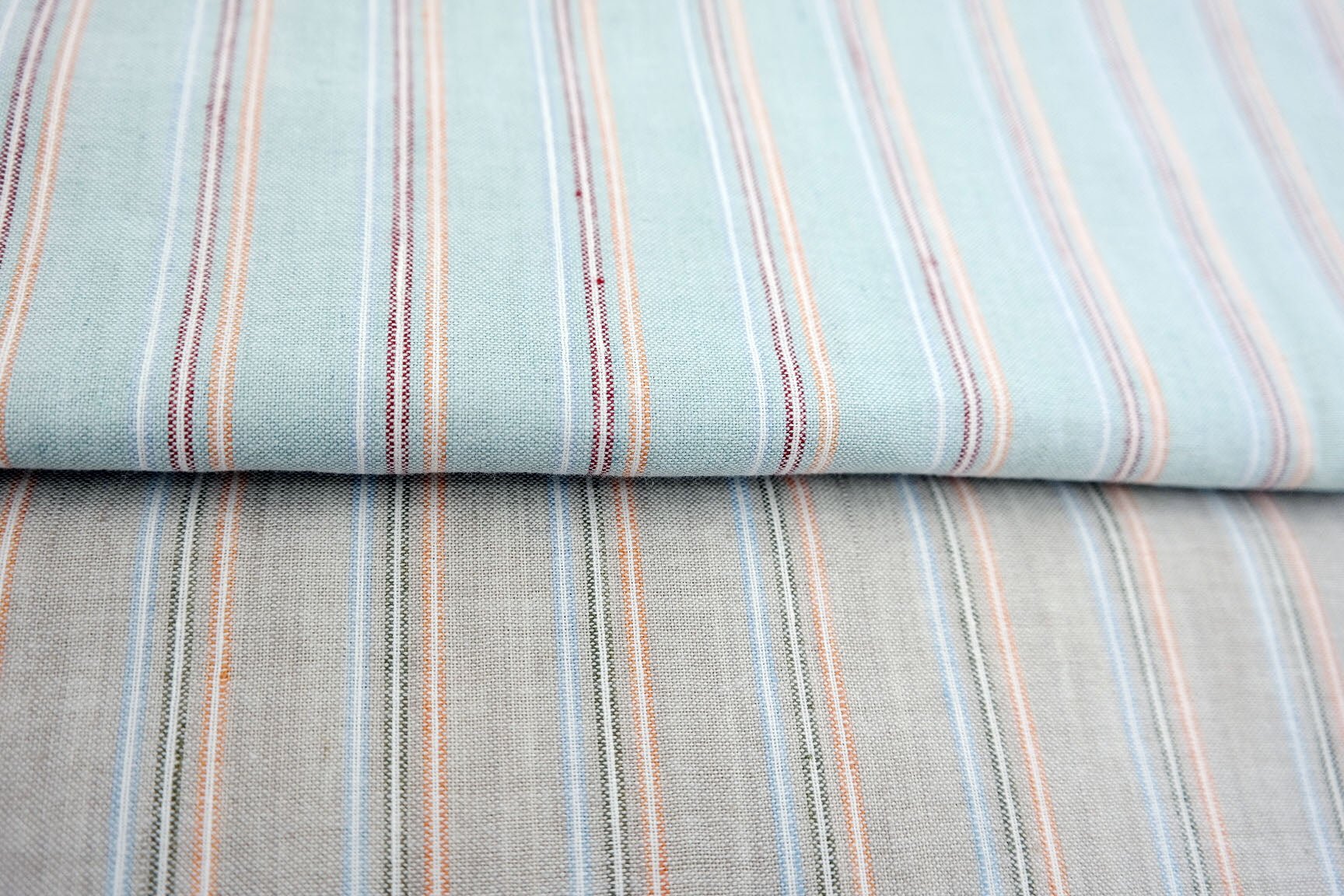 Linen Cotton Stripe Fabric Medium Weight 477 476 - The Linen Lab - Blue 477