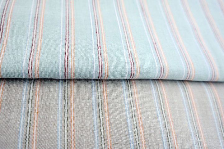 Linen Cotton Stripe Fabric Medium Weight 477 476 - The Linen Lab - Blue 477