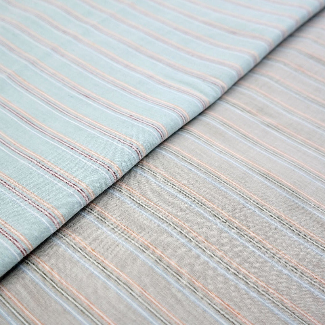 Linen Cotton Stripe Fabric Medium Weight 477 476 - The Linen Lab - Blue 477