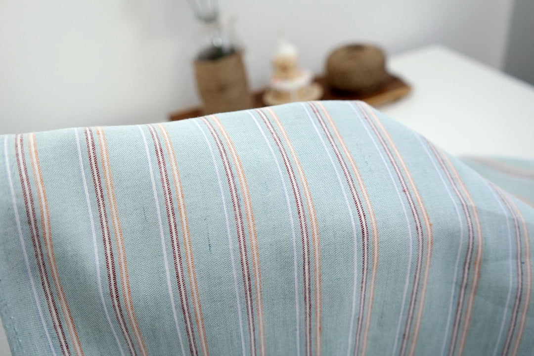 Linen Cotton Stripe Fabric Medium Weight 477 476 - The Linen Lab - Blue 477