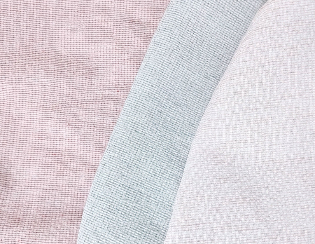 Linen Cotton Stripe Fabric: Subtly Wrinkled Elegance 6163 6236 5975 - The Linen Lab - Pink