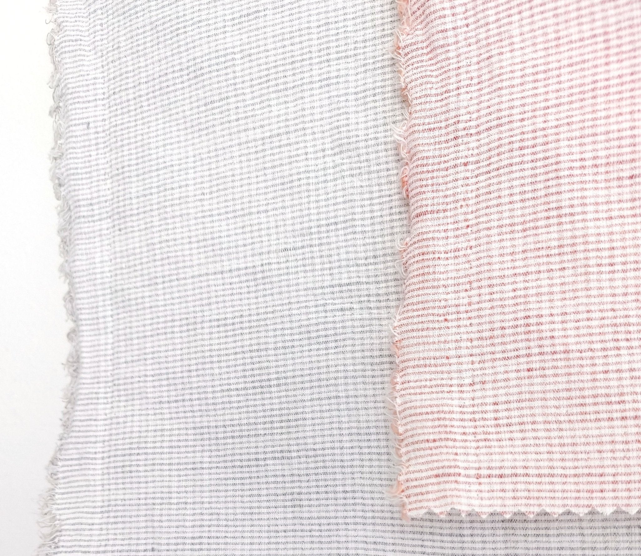 Linen Cotton Stripe Fabric: Subtly Wrinkled Elegance 6163 6236 5975 - The Linen Lab - Pink