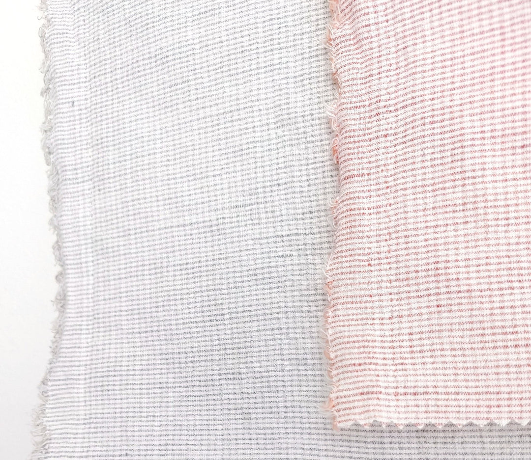 Linen Cotton Stripe Fabric: Subtly Wrinkled Elegance 6163 6236 5975 - The Linen Lab - Pink