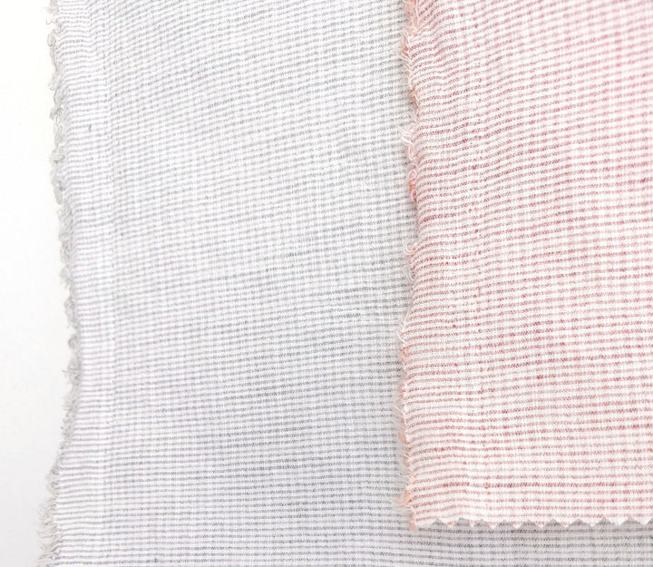 Linen Cotton Stripe Fabric: Subtly Wrinkled Elegance 6163 6236 5975 - The Linen Lab - Pink