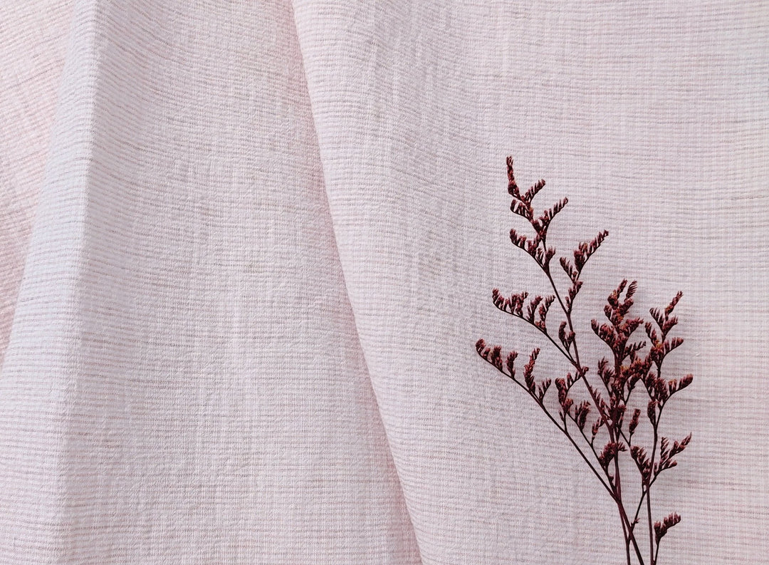 Linen Cotton Stripe Fabric: Subtly Wrinkled Elegance 6163 6236 5975 - The Linen Lab - Pink(Light)