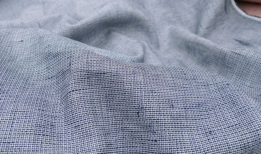 Linen Cotton Tweed Chambray Fabric (3732 3763 3736) - The Linen Lab - navy
