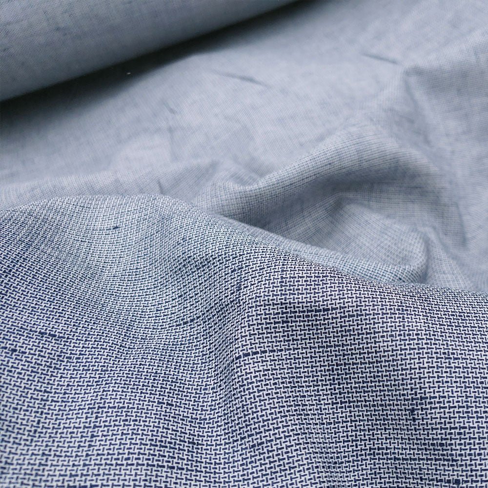Linen Cotton Tweed Chambray Fabric (3732 3763 3736) - The Linen Lab - blue