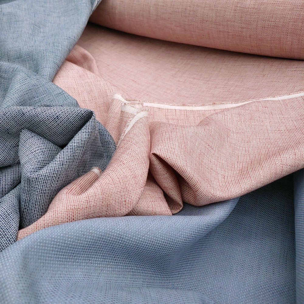Linen Cotton Tweed Chambray Fabric (3732 3763 3736) - The Linen Lab - blue