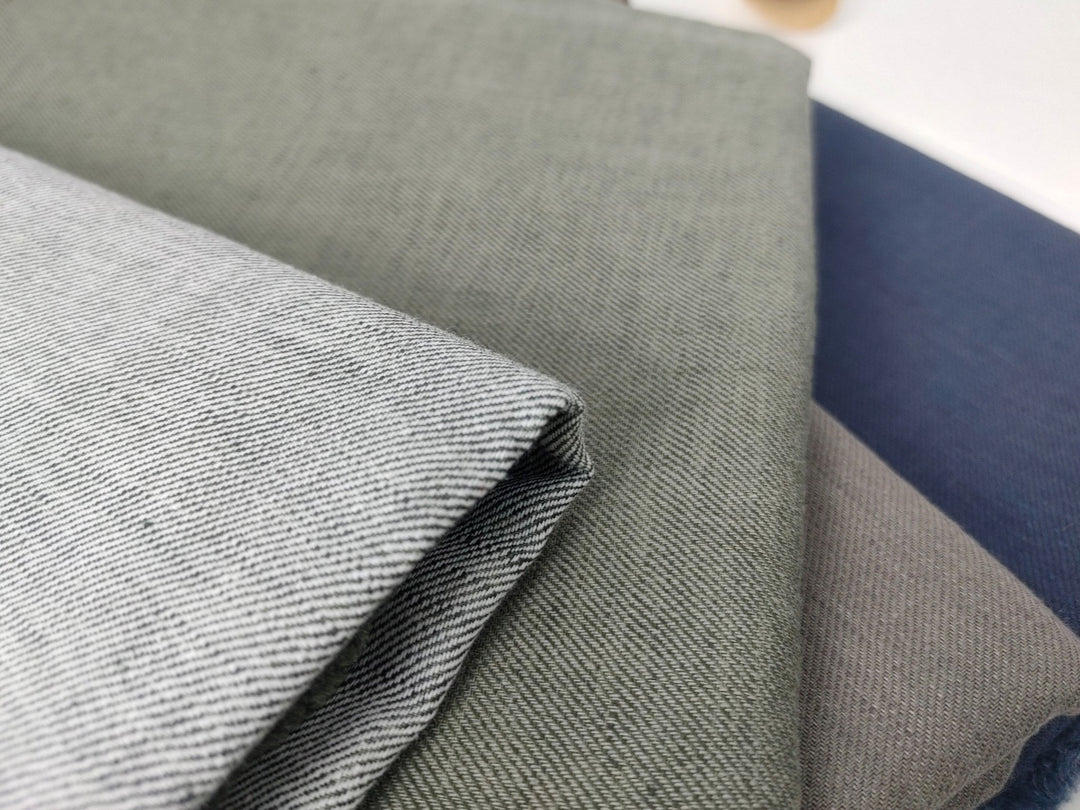 Linen Cotton Twill Chambray Fabric 3420 4960 7622 2979 4957 4959 4958 7544 - The Linen Lab - Grey(light)