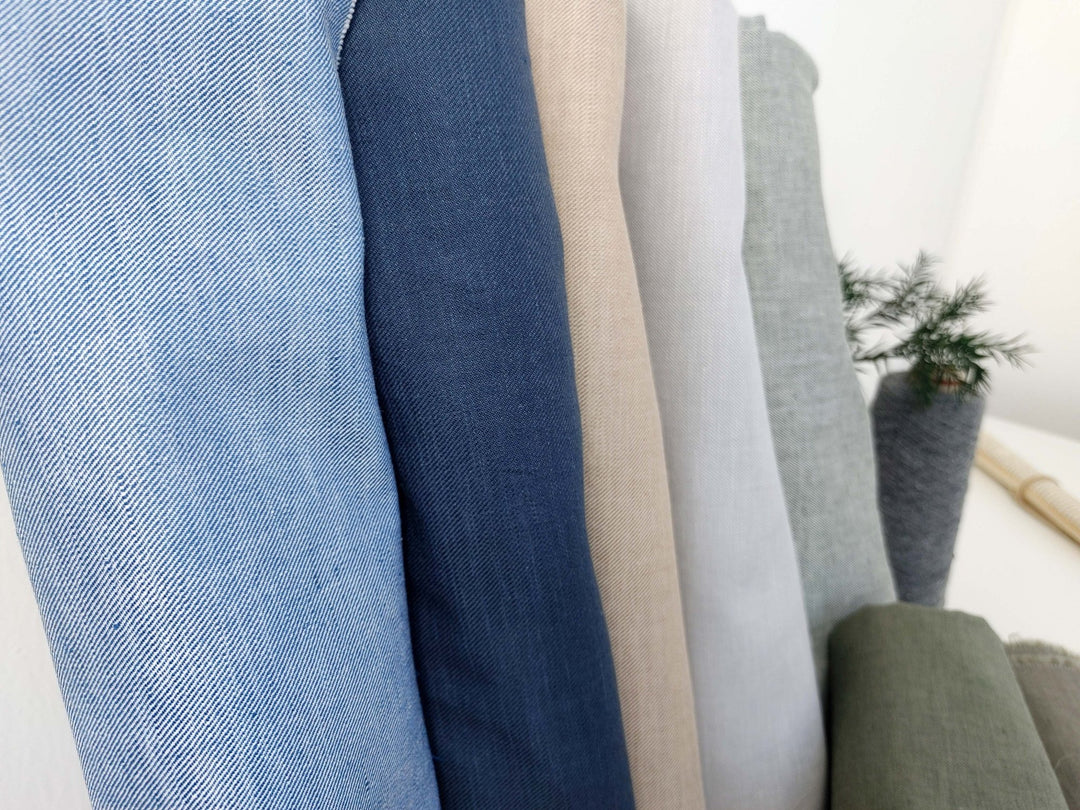 Linen Cotton Twill Chambray Fabric 3420 4960 7622 2979 4957 4959 4958 7544 - The Linen Lab - Grey(light)