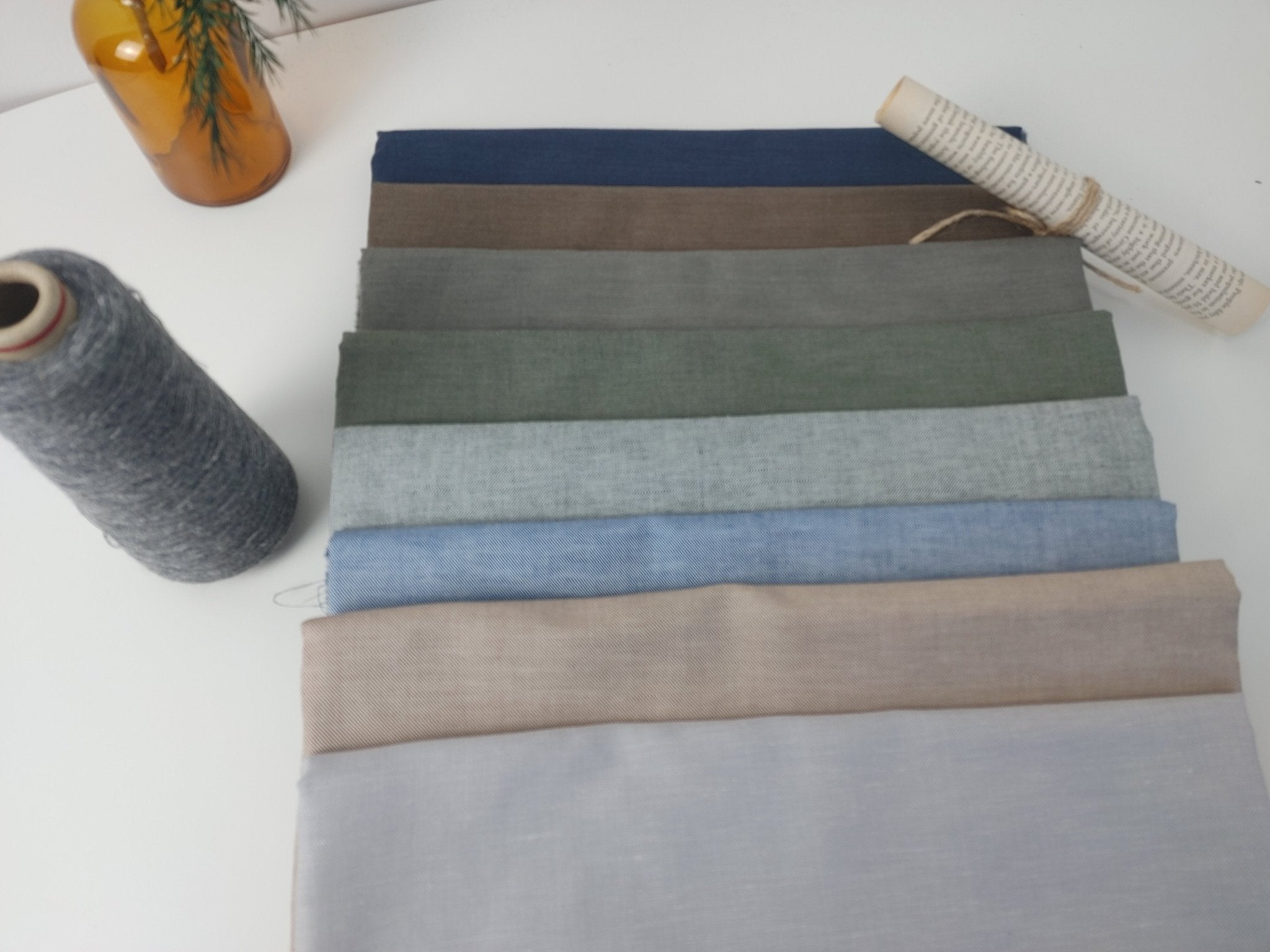 Linen Cotton Twill Chambray Fabric 3420 4960 7622 2979 4957 4959 4958 7544 - The Linen Lab - Grey(light)