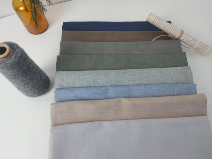 Linen Cotton Twill Chambray Fabric 3420 4960 7622 2979 4957 4959 4958 7544 - The Linen Lab - Grey(light)
