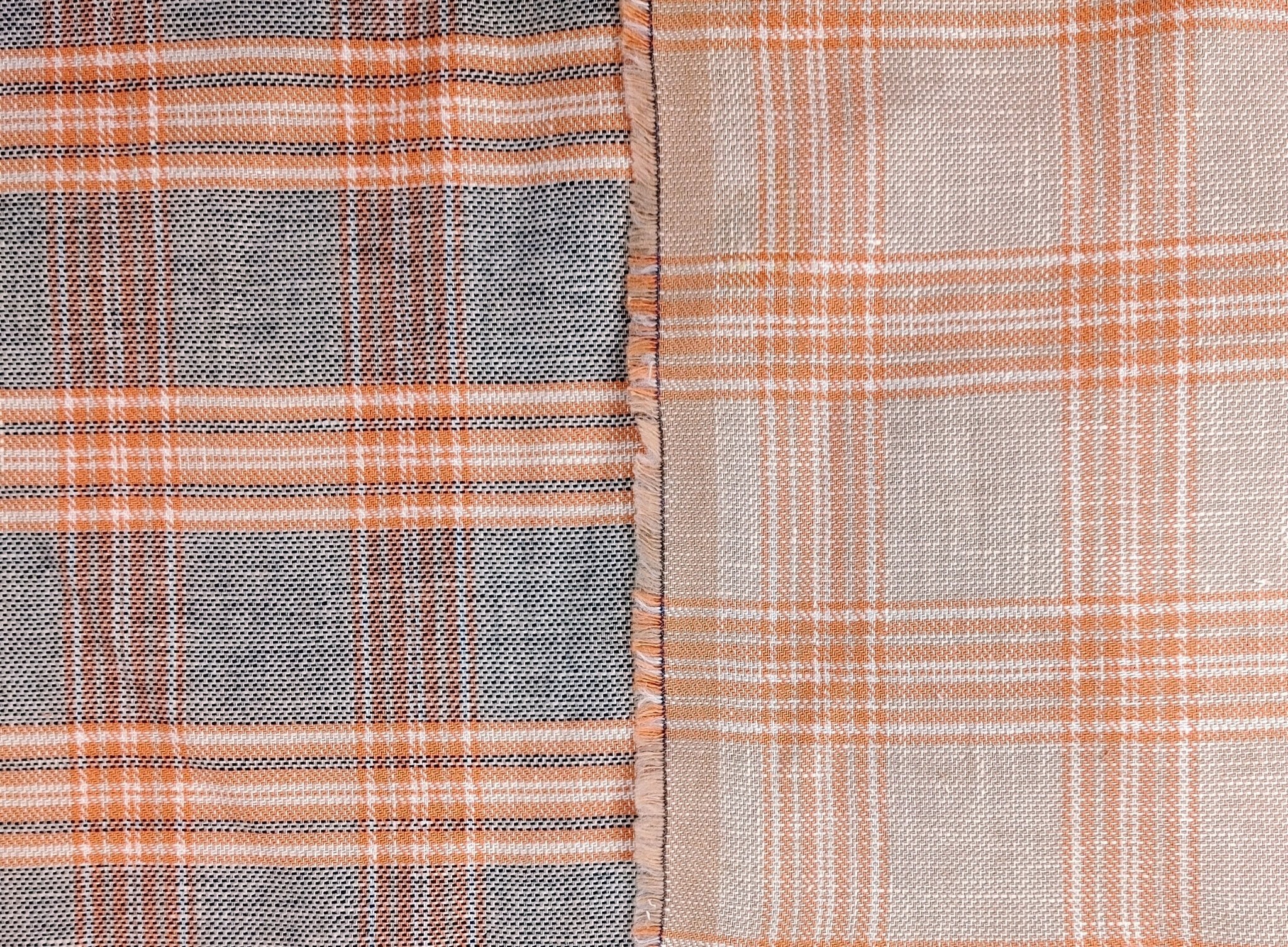 Linen Cotton Twill Plaid Fabric 6113 6114 - The Linen Lab - Orange