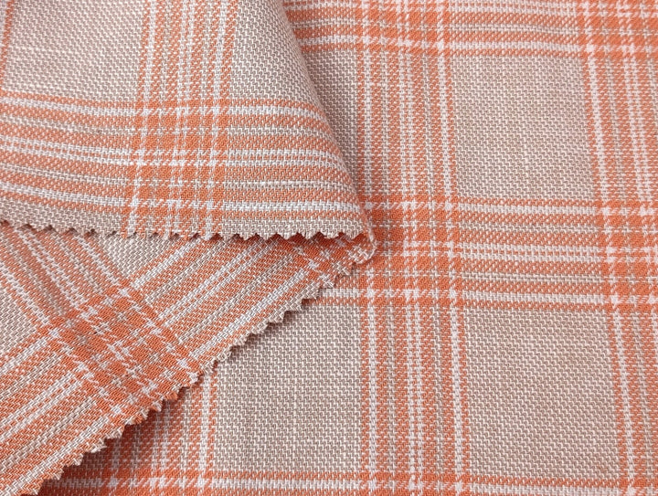 Linen Cotton Twill Plaid Fabric 6113 6114 - The Linen Lab - Orange