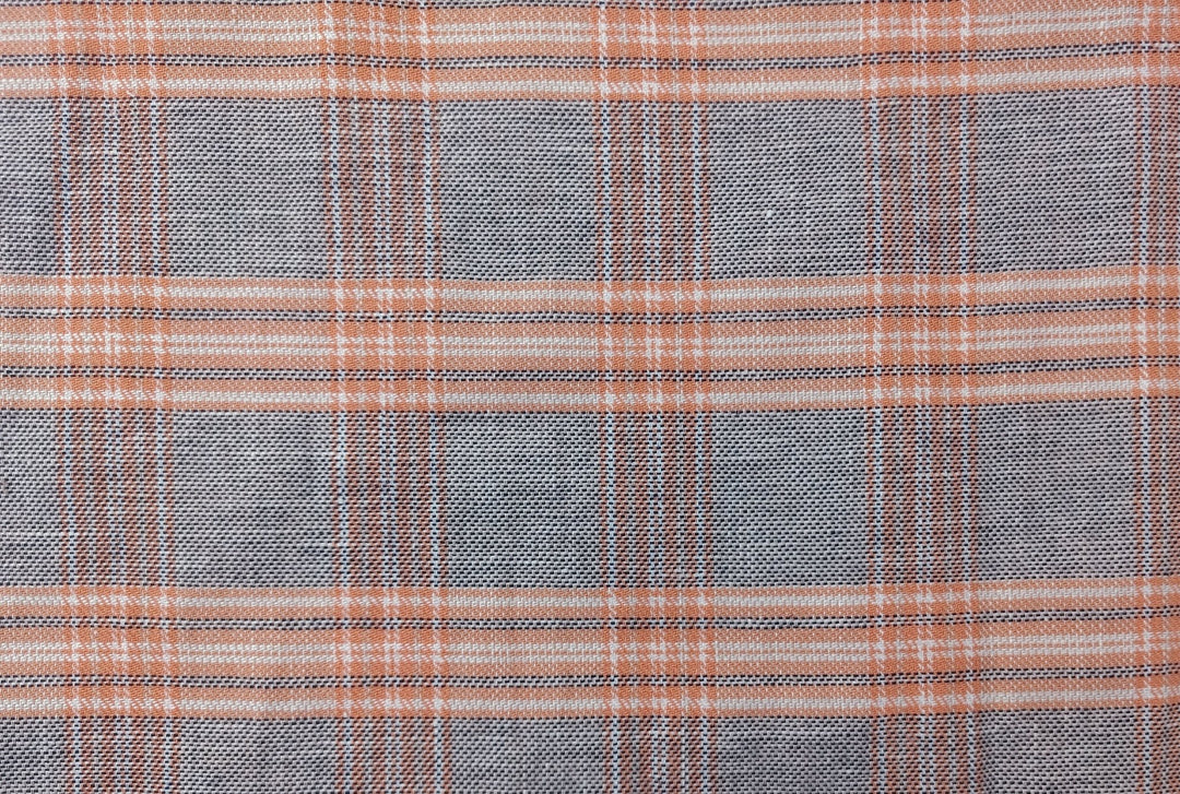Linen Cotton Twill Plaid Fabric 6113 6114 - The Linen Lab - Orange