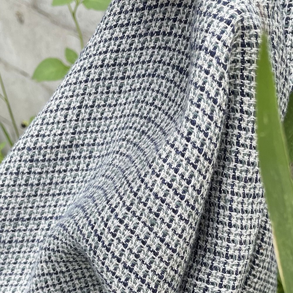 Linen Dobby Tweed Chambray Fabric (6476 6477) - The Linen Lab - Green