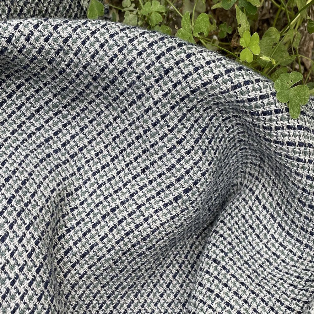Linen Dobby Tweed Chambray Fabric (6476 6477) - The Linen Lab - Green
