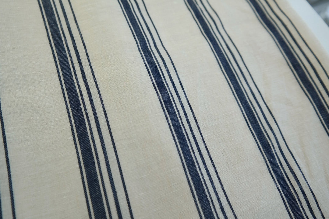 Linen Dobby Vintage Stripe Fabric (4707 6288 7116) - The Linen Lab - Navy