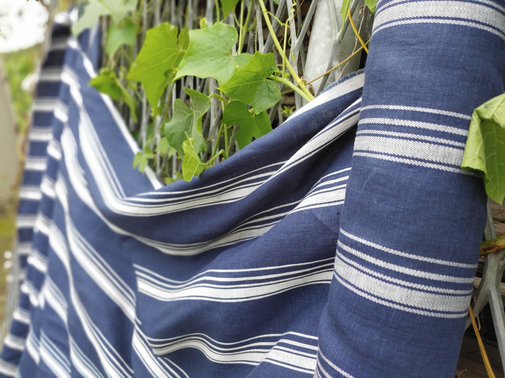 Linen Dobby Vintage Stripe Fabric (4707 6288 7116) - The Linen Lab - Beige