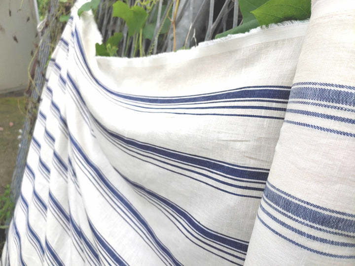 Linen Dobby Vintage Stripe Fabric (4707 6288 7116) - The Linen Lab - Beige