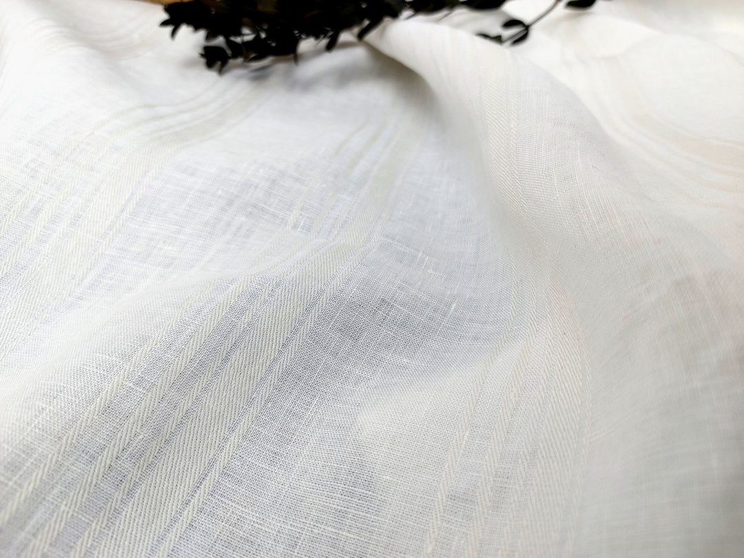 Linen Dobby Vintage Stripe Fabric (4707 6288 7116 7339) - The Linen Lab - Ivory