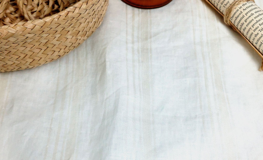 Linen Dobby Vintage Stripe Fabric (4707 6288 7116 7339) - The Linen Lab - Ivory