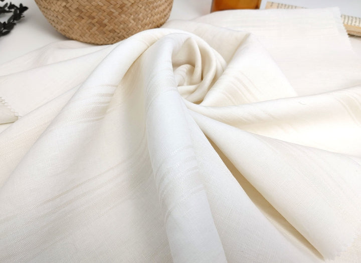Linen Dobby Vintage Stripe Fabric (4707 6288 7116 7339) - The Linen Lab - Ivory