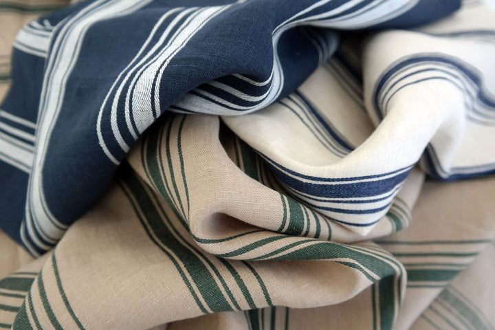 Linen Dobby Vintage Stripe Fabric (4707 6288 7116) - The Linen Lab - Beige