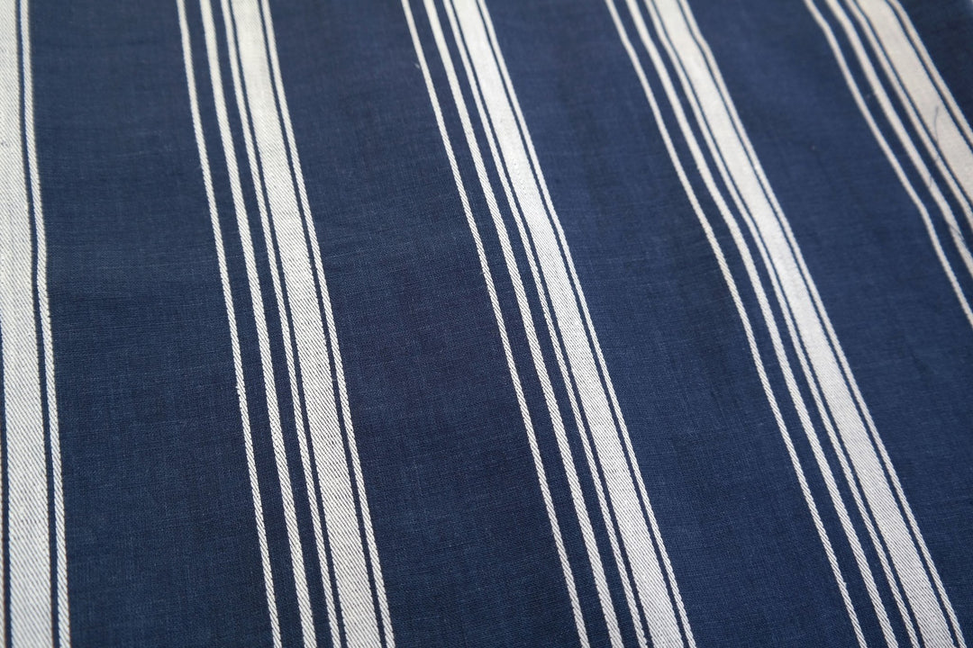 Linen Dobby Vintage Stripe Fabric (4707 6288 7116) - The Linen Lab - Navy