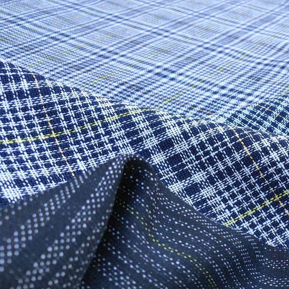 Linen Double Face Glen Plaid Fabric (5983) - The Linen Lab - Navy