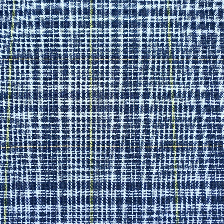 Linen Double Face Glen Plaid Fabric (5983) - The Linen Lab - Navy