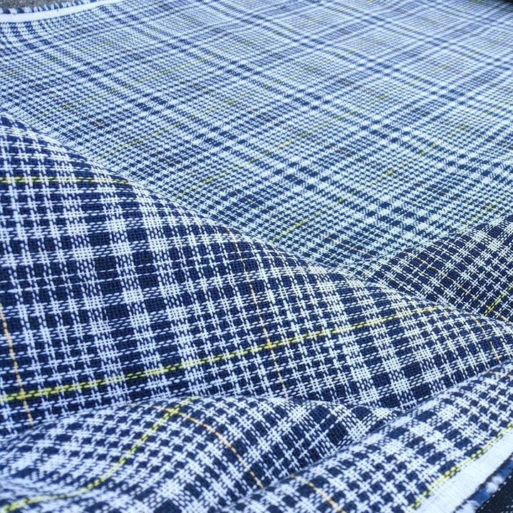 Linen Double Face Glen Plaid Fabric (5983) - The Linen Lab - Navy