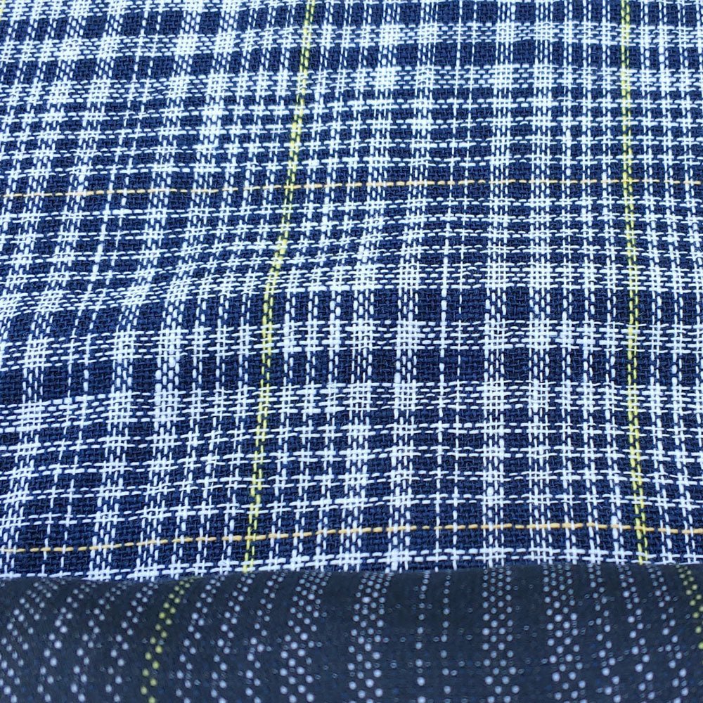 Linen Double Face Glen Plaid Fabric (5983) - The Linen Lab - Navy
