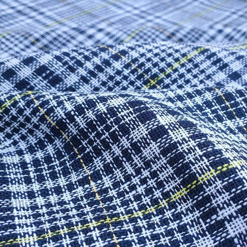 Linen Double Face Glen Plaid Fabric (5983) - The Linen Lab - Navy