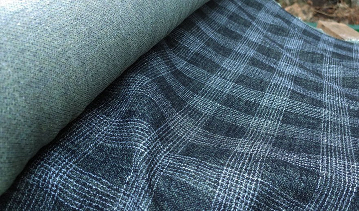 Linen Double Face Tweed Plaid Fabric (6004 6409 6410) - The Linen Lab - Green