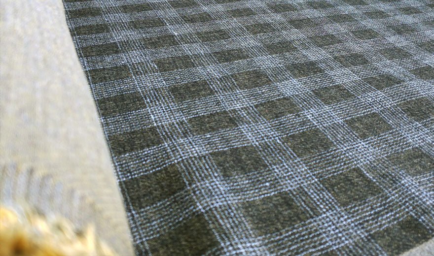 Linen Double Face Tweed Plaid Fabric (6004 6409 6410) - The Linen Lab - Navy