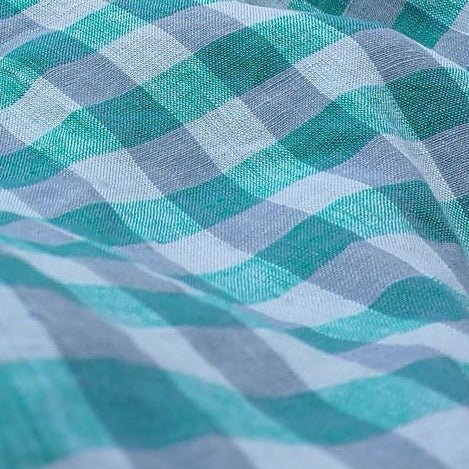 Linen Fabric Green Gingham Check 6393 - The Linen Lab - Green 6393