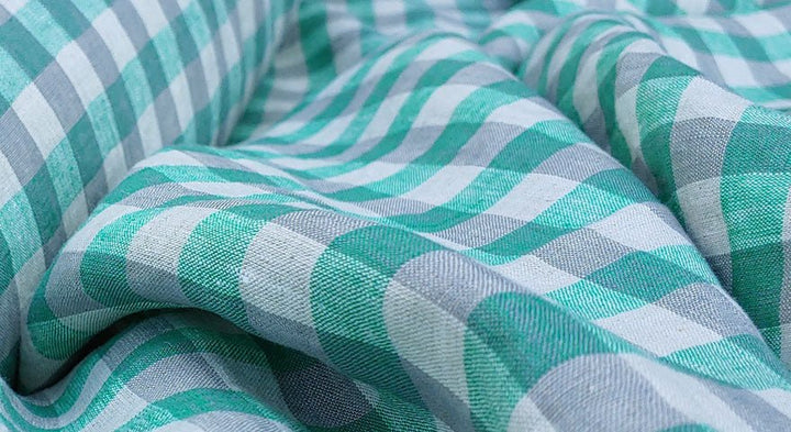 Linen Fabric Green Gingham Check 6393 - The Linen Lab - Green 6393