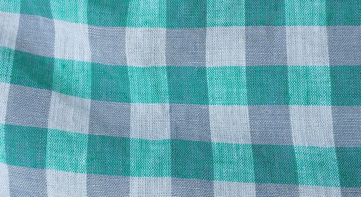Linen Fabric Green Gingham Check 6393 - The Linen Lab - Green 6393