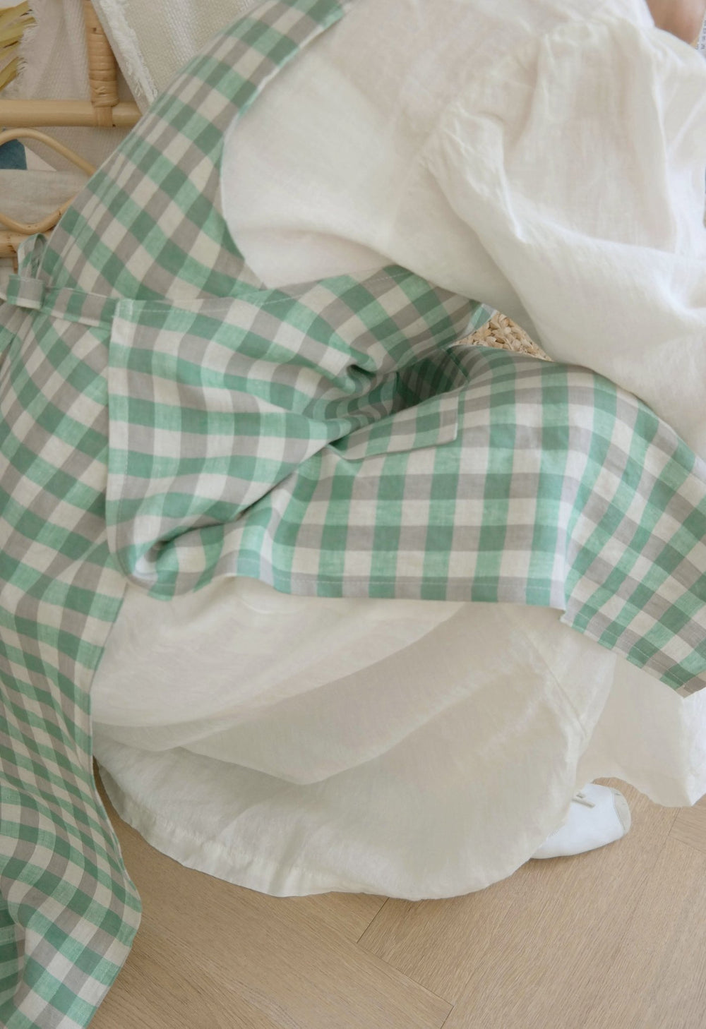 Linen Fabric Green Gingham Check 6393 - The Linen Lab - Green 6393