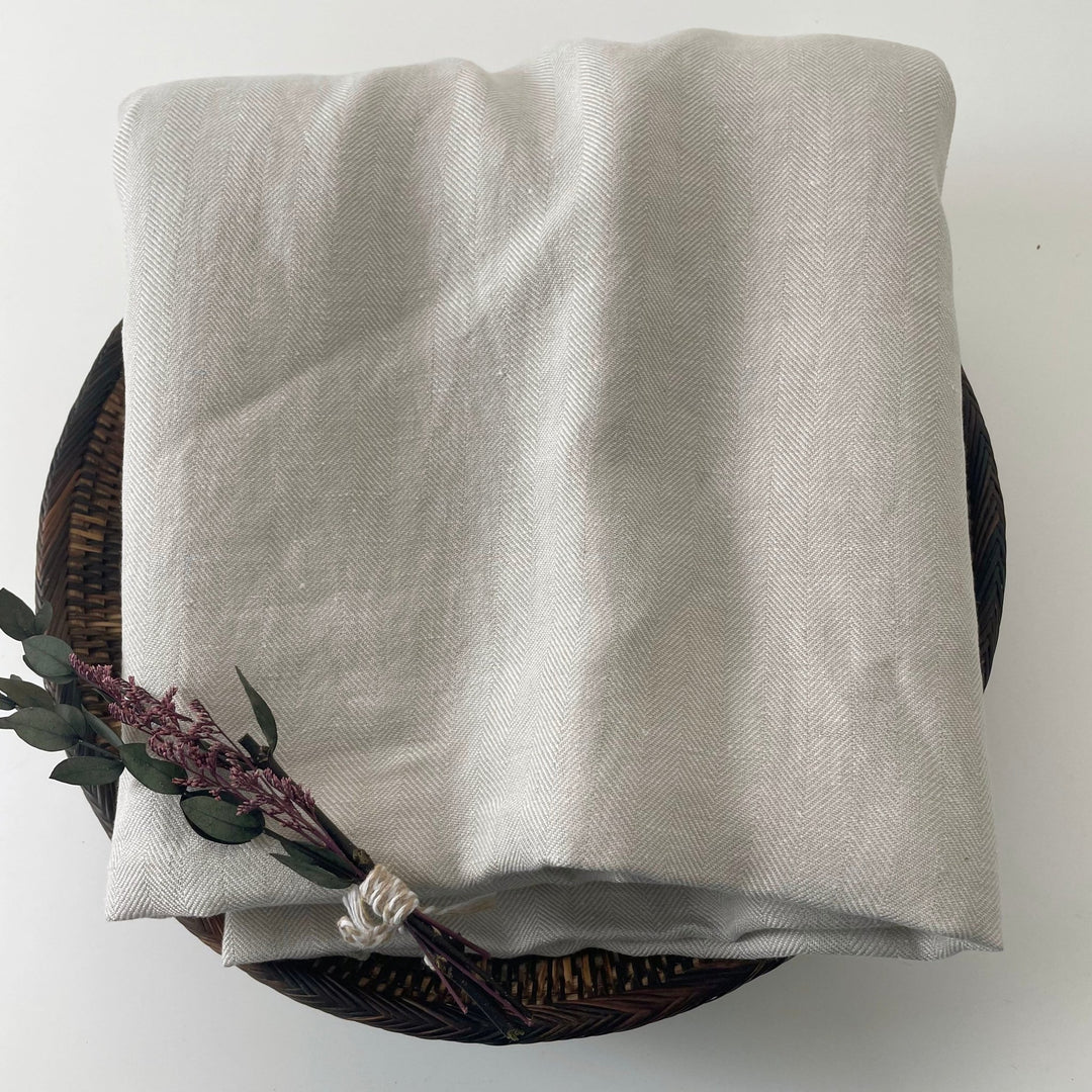 Linen Fabric HBT Herringbone Twill 6862 - The Linen Lab - Beige